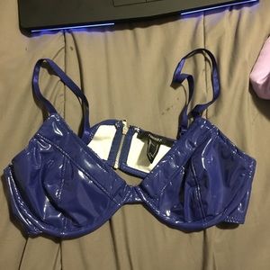 Shiny navy blue bra